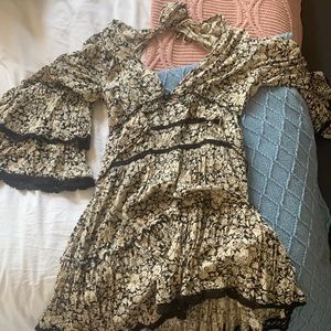 Free People Floral Dress Black and White